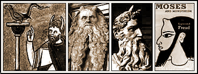 various depictions of Moses with horns